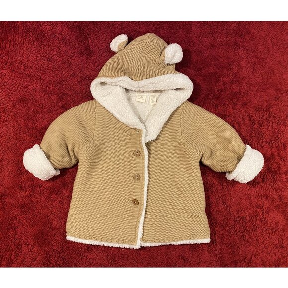 Baby Gap Sherpa Lined Button Sweater - Teddy Bear Ear Hood - 18-24 mos. NWT - Picture 1 of 9